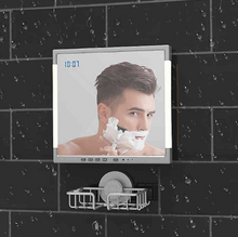 Load image into Gallery viewer, Brookstone® Fog-Free Shower Mirror with LED and Bluetooth in Silver

